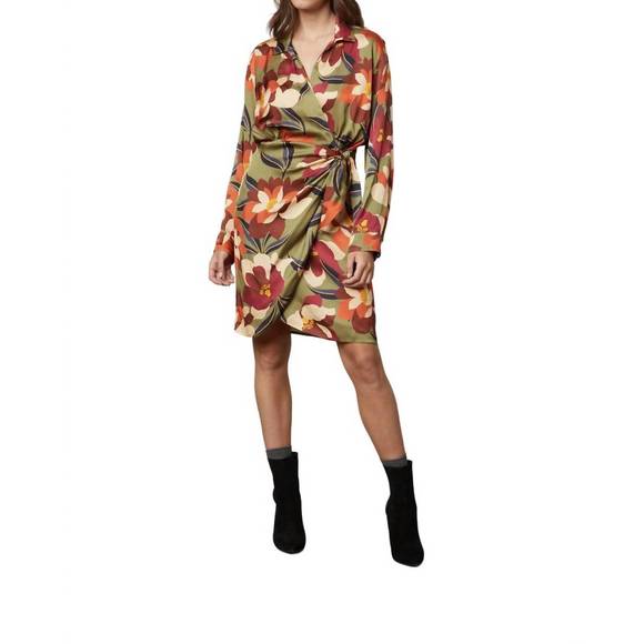 NEW VELVET BY GRAHAM & SPENCER janey printed satin dress in hydrangea - Picture 2 of 5